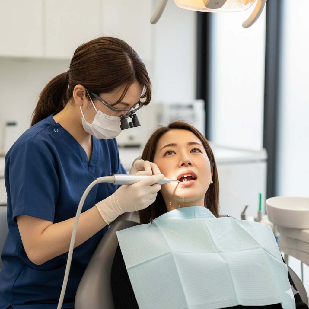 歯周病治療中の女性