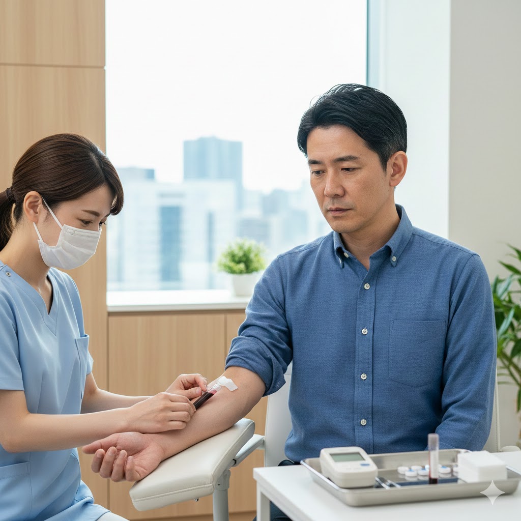 糖尿病の検査を受ける男性