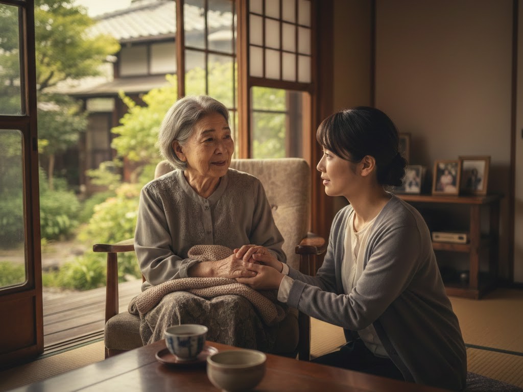 アルツハイマー病の母を介護する娘