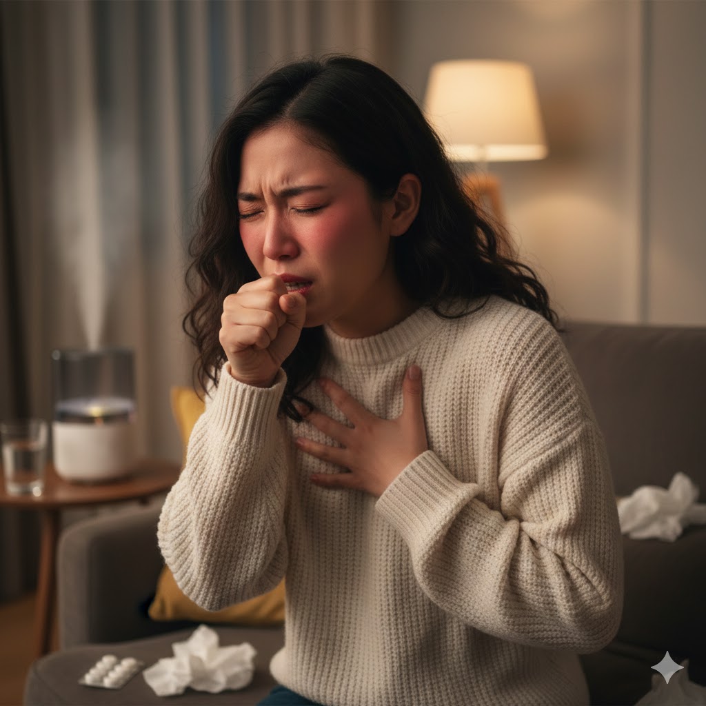 咳き込む女性